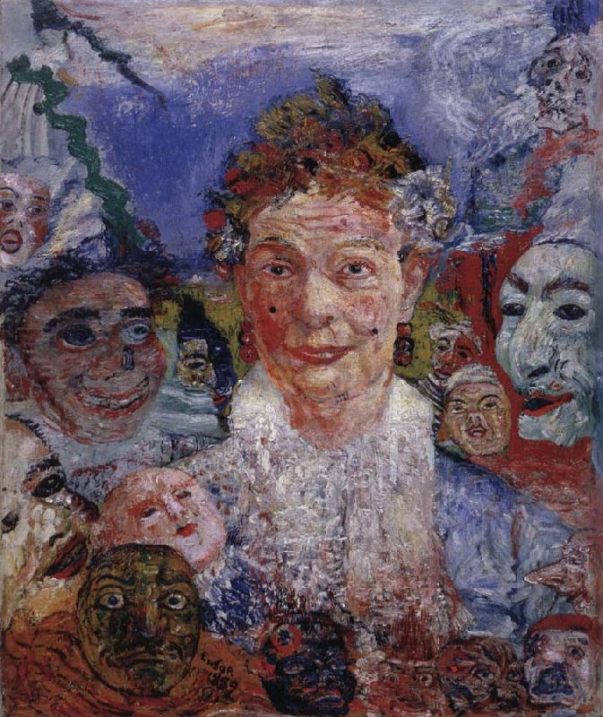 James Ensor Old Woman with Masks Germany oil painting art